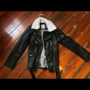 Urban Outfitters Moto Sherpa Collar Jacket